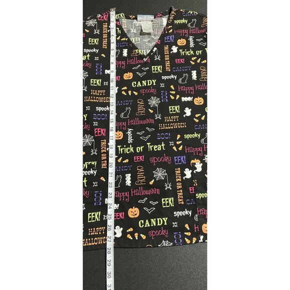 Womens SB Scrubs Medical Scrub Top Halloween Short Sleeve 3 Front Pockets Size M - Picture 10 of 10